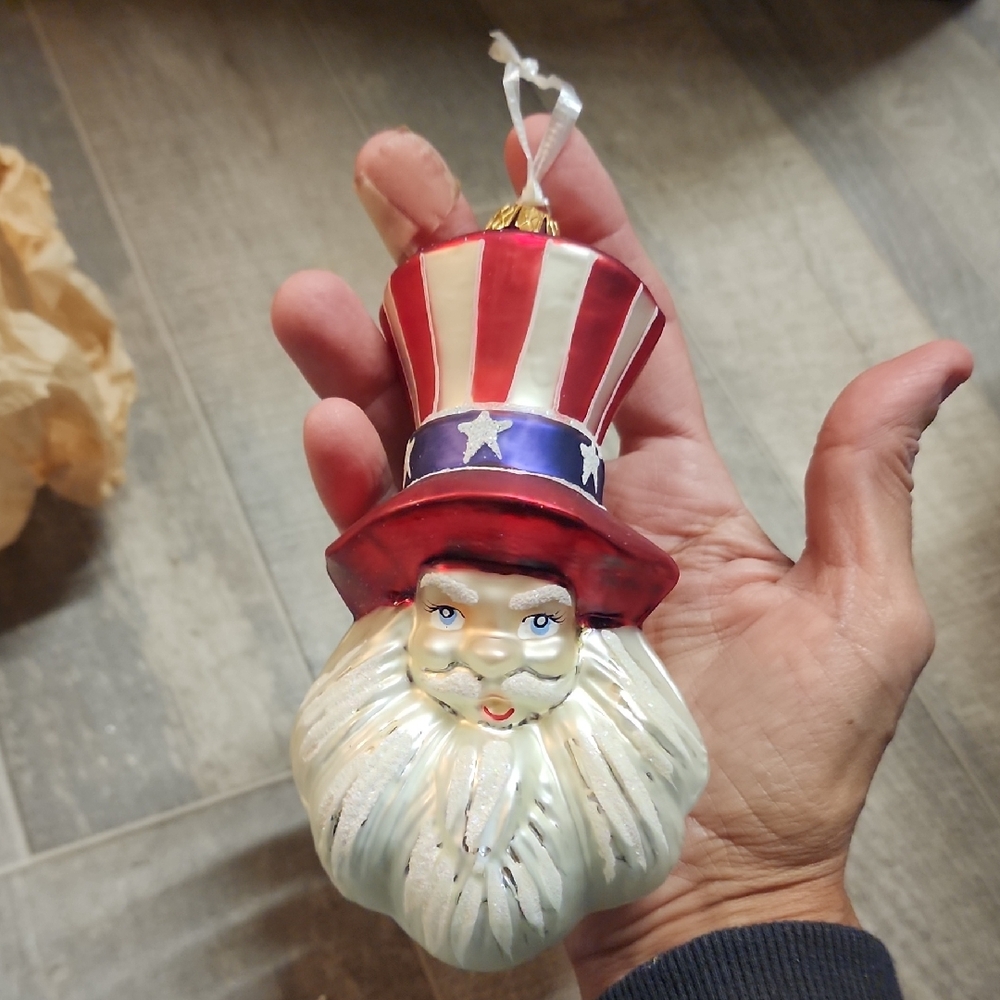 Patriotic Santa Claus ( Uncle Sam As Santa) Christmas Ornament